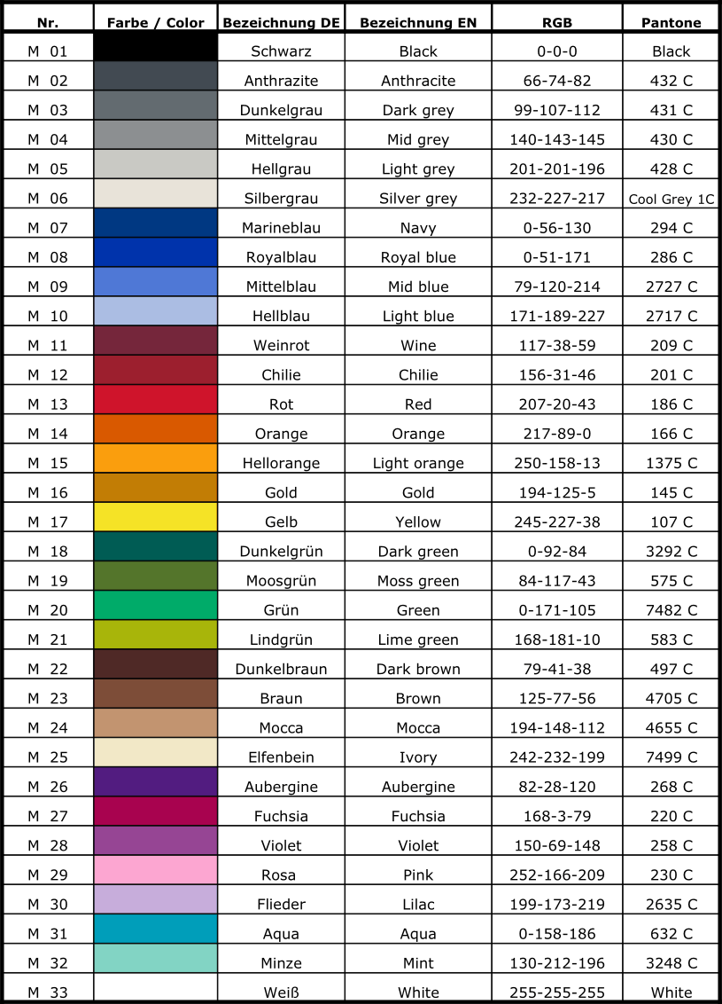 33 Farbenpalette